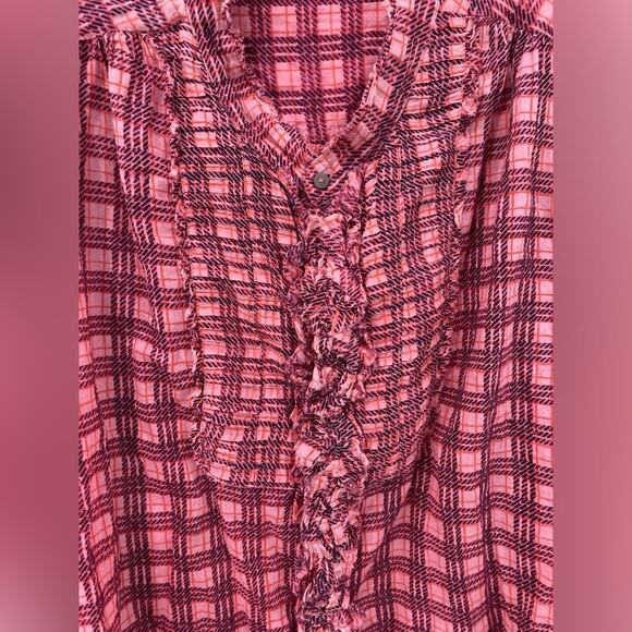 Free people, blouse button down, fuchsia, pink size, small, long sleeve - Picture 3 of 9